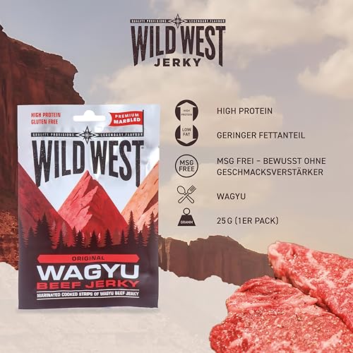 Wild West Wagyu Beef Jerky – 1 x 25g - Trockenfleisch - Protein Snack - High Protein
