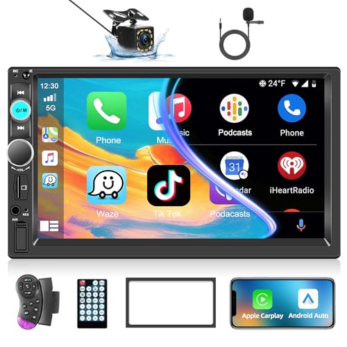Podofo Autoradio 2 Din con Carplay, Modello 7 Pollici