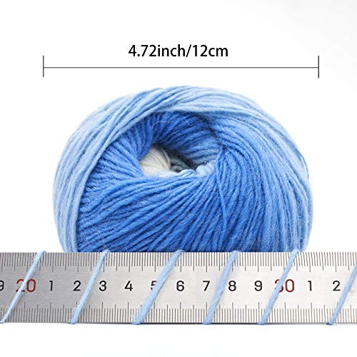 Image of NICEEC 2 Skeins Rainbow Soft Yarn 100% Wool Gradient Multi Color Yarn for Crocheting Knit Total Length 180mx2(196ydsx2,50gx2)-26#