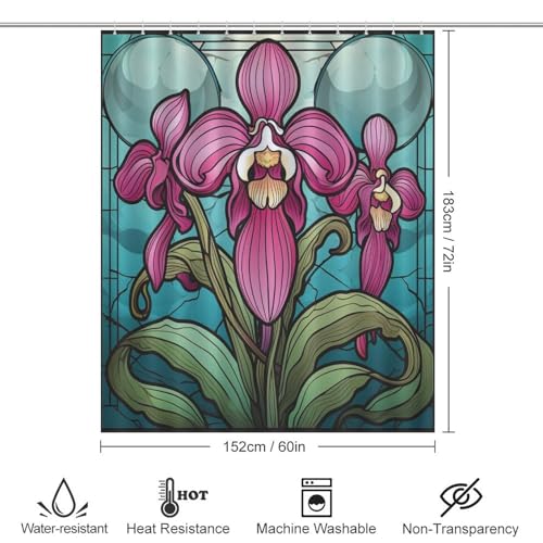 Rideau de douche fleur en polyester 152x183 cm avec 12 crochets