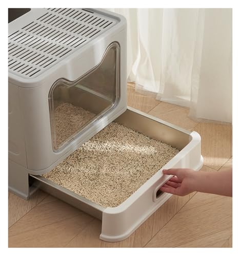 Arenero plegable para gato con tapa azul grande miniatura 6