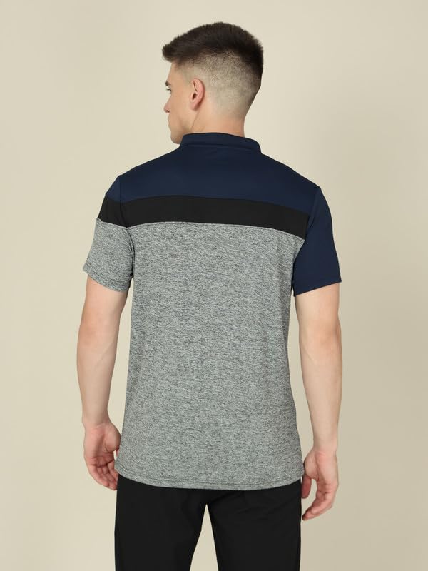 Image of TECHNOSPORT Men's Polo Neck Colorblock Half Sleeve T-Shirt - (MTP741 PRNT)