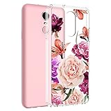 Vinve Compatible with LG V60 ThinQ LG Stylo 4 Case/Stylo 4 Plus Case, [Crystal Clear] Anti-Scratch Shockproof Cover Clear Hard Back Panel + TPU Bumper Slim Case (Flower)