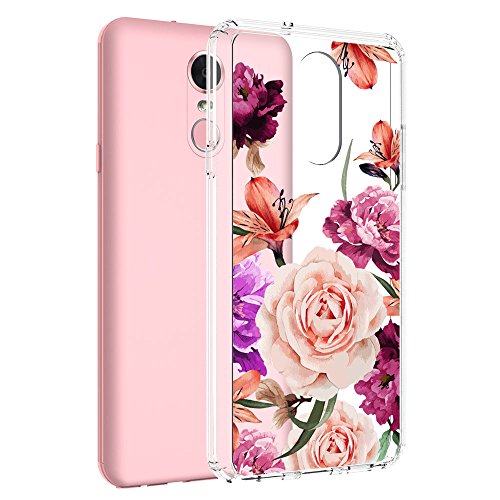 Vinve Compatible with LG V60 ThinQ LG Stylo 4 Case/Stylo 4 Plus Case, [Crystal Clear] Anti-Scratch Shockproof Cover Clear Hard Back Panel + TPU Bumper Slim Case (Flower)