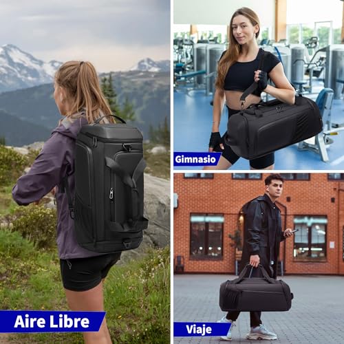 gym bag for men with shoes compartment - 40l duffle bag for travel with wet pocket amp laptop compartmentwaterproof carry on sports bags gym backpack with water bottle holder