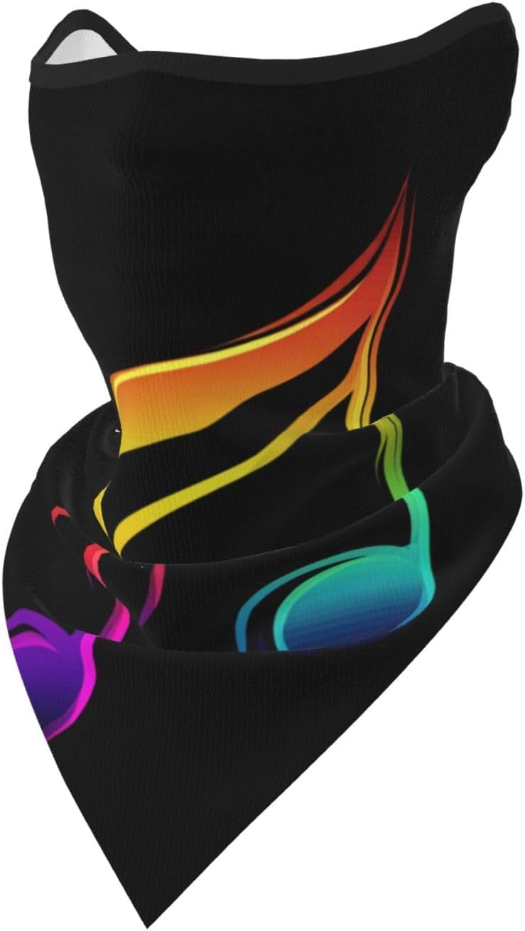 Rainbow Color Music Note Reusable Face Cover Bandana Neck Gaiter Breathable Outdoor Balaclavas