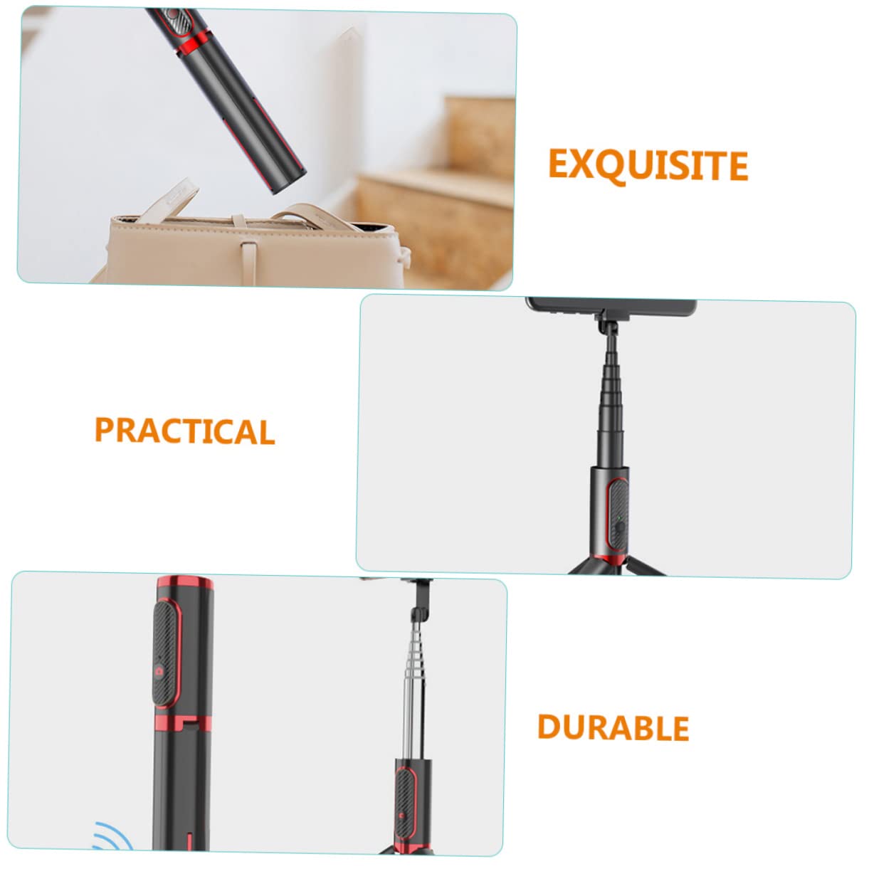 Selfie Stick Treppiede per Smartphone Nero in Lega di Alluminio