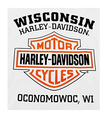 Image of Harley-Davidson Men's Orange Elongated Bar & Shield White T-Shirt 30291967