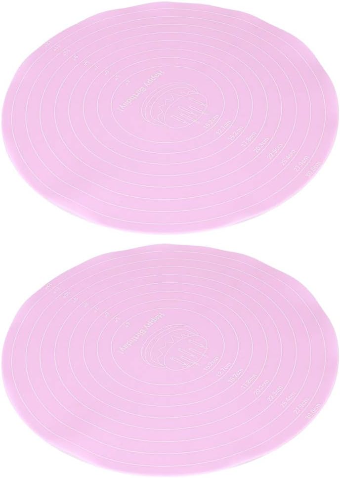 KIMISS 2PCS NonStick Silicone Dough Rolling Mat, Reusable Baking Pastry Pad Sheet Liner for Cake Turntable Stand, Versatile Kitchen Accessory, for Kneading,