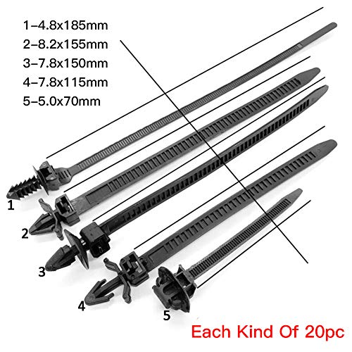 BESTEU 100 Stücke Nylon Kabelbinder Reißverschluss Nylon Reißverschluss Clip Krawatte Kabelschlaufe Wraps Befestigungsdrähte Clip Band