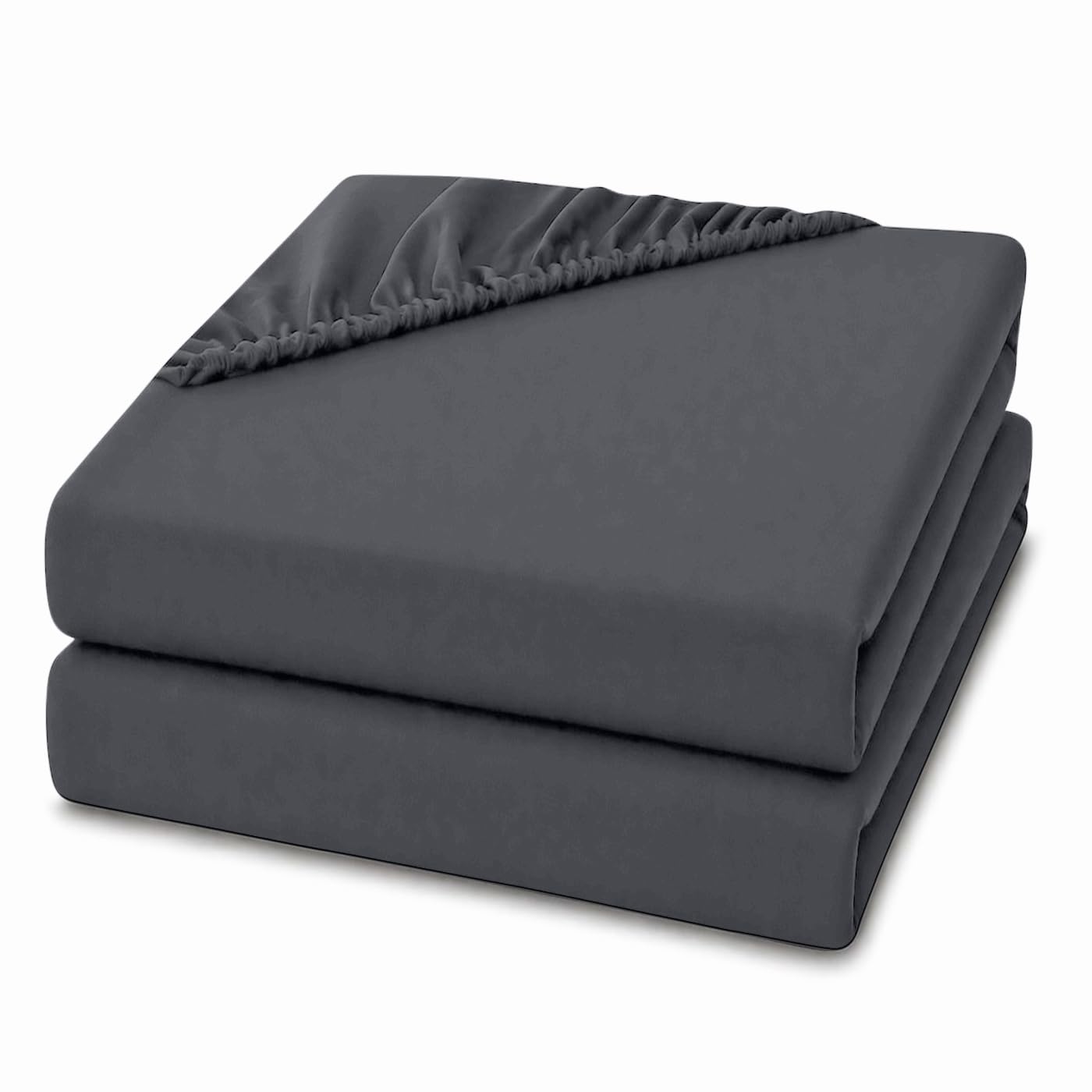 2 Pack 4ft Small Double Fitted Sheets 28cm Deep Pocket – Ultra Soft Comfortable Microfibre Bed Sheets, Breathable, Wrinkle, Fade & Shrink Resistant, Easy Care Bedding (Charcoal, 4ft Small Double) — image 1