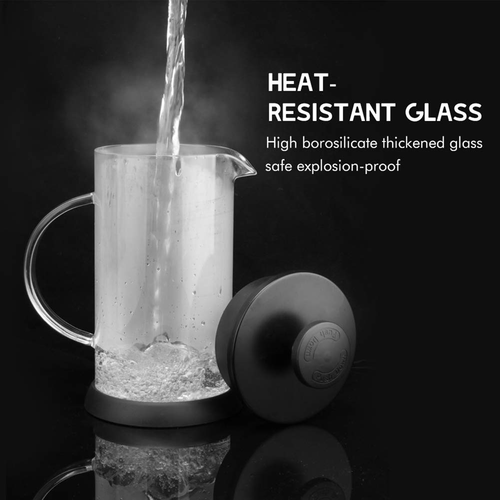 LIDS Cafetera French Press Cafetera, Olla De Prensa De Café De Vidrio De Borosilicato, Tetera O Cafetera Espesa Resistente Al Calor Cafetera con Filtro Incorporado para Hogar Oficina (1000ml)