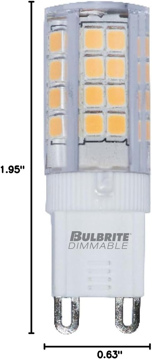 Bulbrite LED Mini T4 Non-Dimmable Bi-Pin Base (G9) Light Bulb 30 Watt Equivalent 3000K, Clear 2-Pack