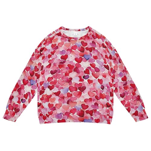 JUNZAN Cartoon Cute Love Hearts Big Boys Hooded Sweatshirt Fleece Tops Clothing Shirts Camping 4T