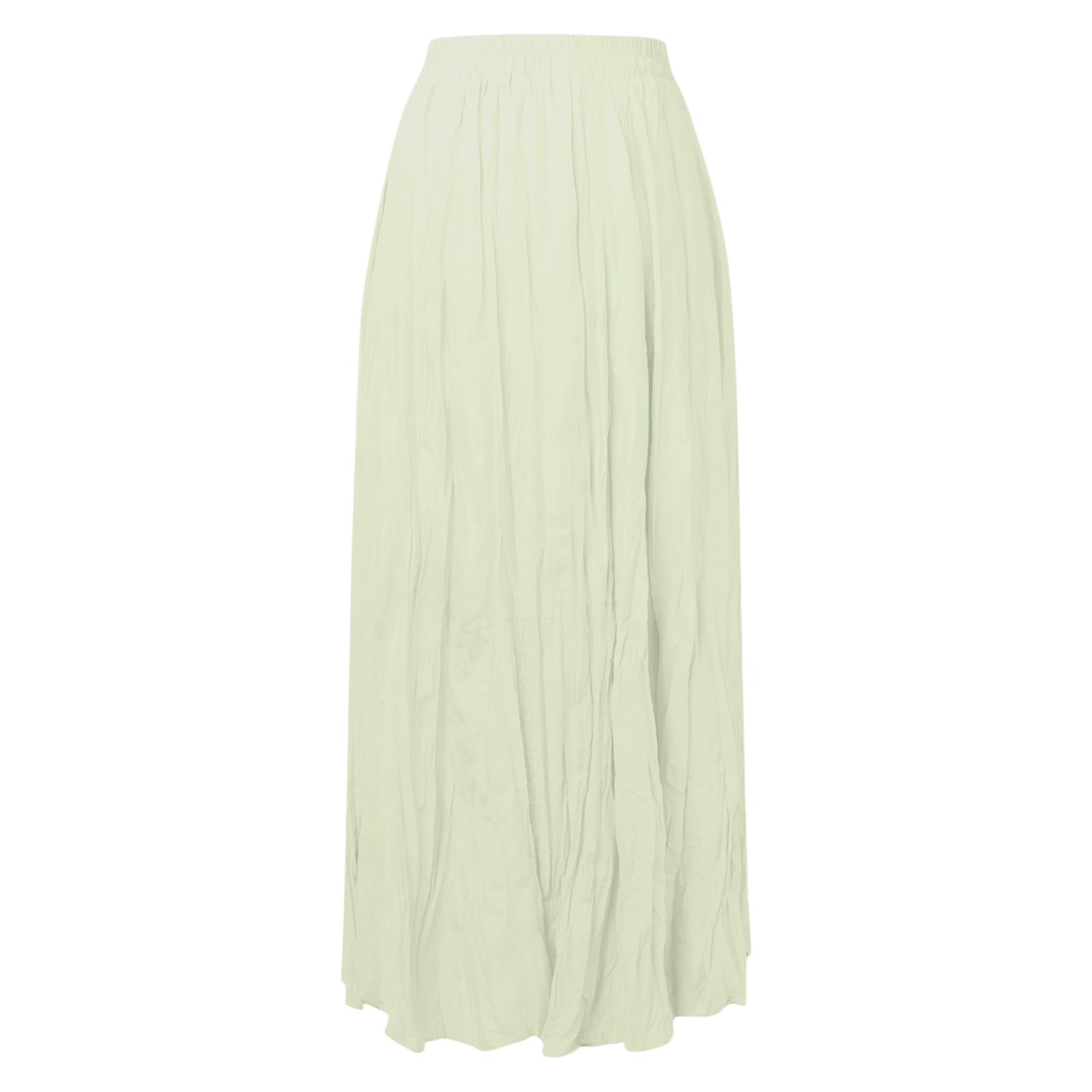 Moda Damska Casual Wysoka Talia Plisowana Sukienka Jednokolorowa Luźna Spódnica Plażowa Maxi Długa, Lekka