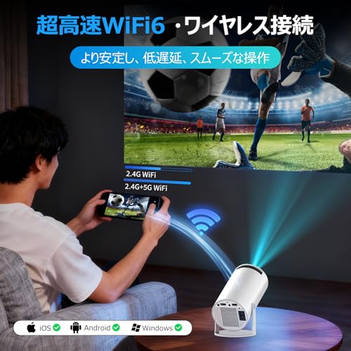 undefined Glorlummi プロジェクター 家庭用【2025アップグレード版-30000LM・Android TV搭載・4K対応・270°回転 PSE認証済み】 高輝度 1080P 天井投影 Wi-Fi6 Bluetooth5.4 HiFiスピーカー内蔵 自動台形補正 プロジェクター 小型 短距離投影 大画面 IOS/Android/パソコン/PS機接続可 プレゼント 日本語取扱説明書 の商品画像 4