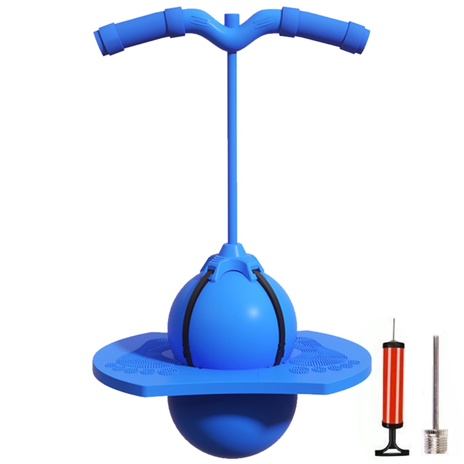 HTU Pogo con Maniglia e Pompa Bounce Jump Trick Board per Bambini (Blu)