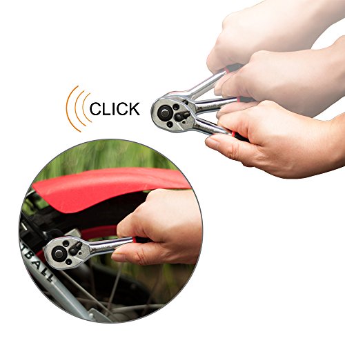 Egofine 8542037882 12Pcs 1/4 Inch Ratchet Socket Wrench Set thumb #1