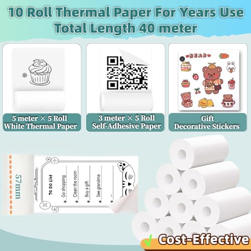 Classworld® Mini Bluetooth Thermal Printer, Portable Label Printer Inkfree Printer for Android & iOS System, Black on White Thermal Printer with... - Image 4