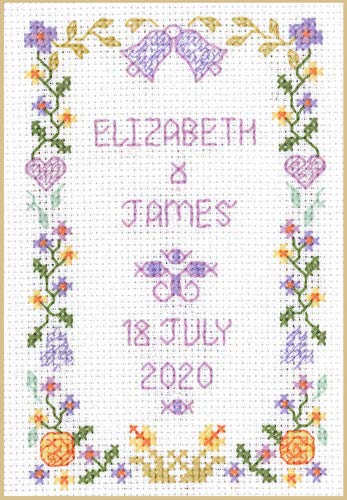 Mini Wedding Sampler - Complete Cross Stitch kit on 14 aida with Clear Colour Chart, Great for Beginners