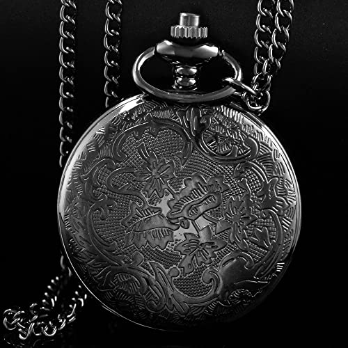 Image of Tiong Roman Numerals Scale Quartz Pocket Watches with Chain Christmas Graduation Birthday Gifts Fathers Day