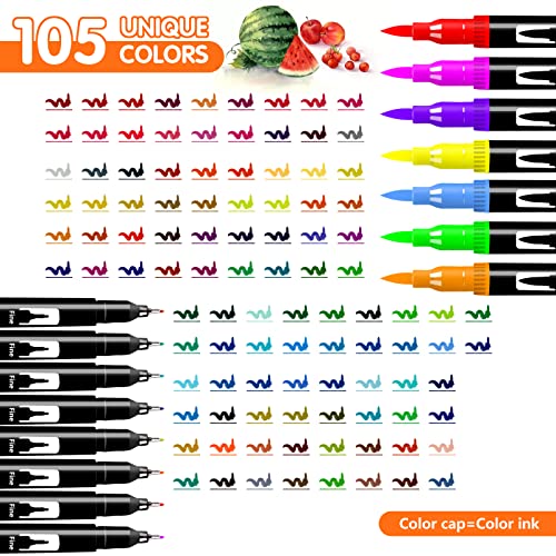 Melifluo 105 Dual Tip Colouring Pens Brush Pens Felt Brush Tip Pens for Adults Colouring Book Painting Sketching Highlighting - Image 6