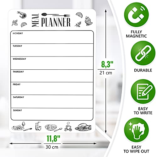Magnetic Meal Planner For Refrigerator Dry Erase A4 - Magnet Weekly Menu Board For Fridge - Magnetic Menu White Board - Fridge Meal Planner Magnet - Meal Planner Dry Erase Board #TOP6