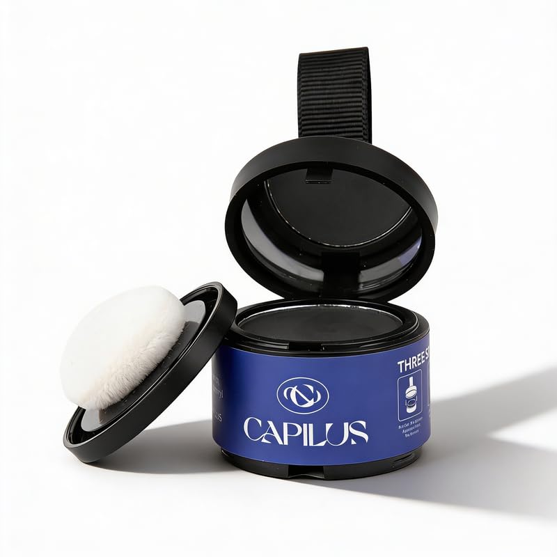 Image of CAPILUS Hair Root Touch Up Powder 4gm for Grey Coverage, Hairline & Bald Spot Concealer, Hair Filler & Hair Shadow Powder for Thinning Hair, Scalp Cover for Women & Men, Natural Brown