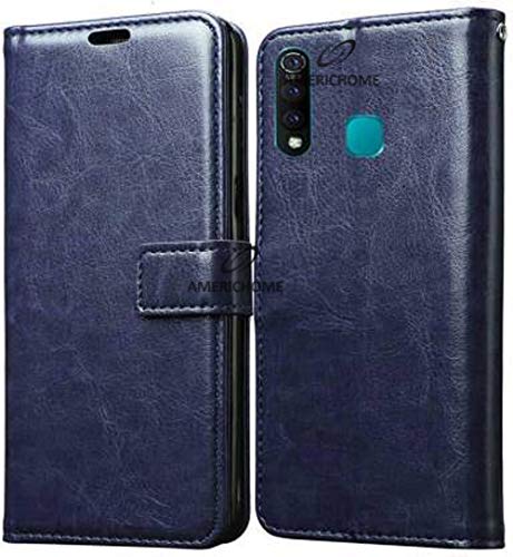 Image of Inside Rubber TPU with Card Pockets Magnetic Closure Protection Compatible with Vivo Y11, 1906, 1906 20 (Blue)