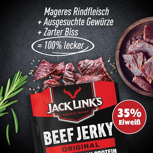 Jack Link's Beef Jerky, Original Flavour High Protein Meat Snack, Multipack Box of 12 x 25g Packs - Image 4