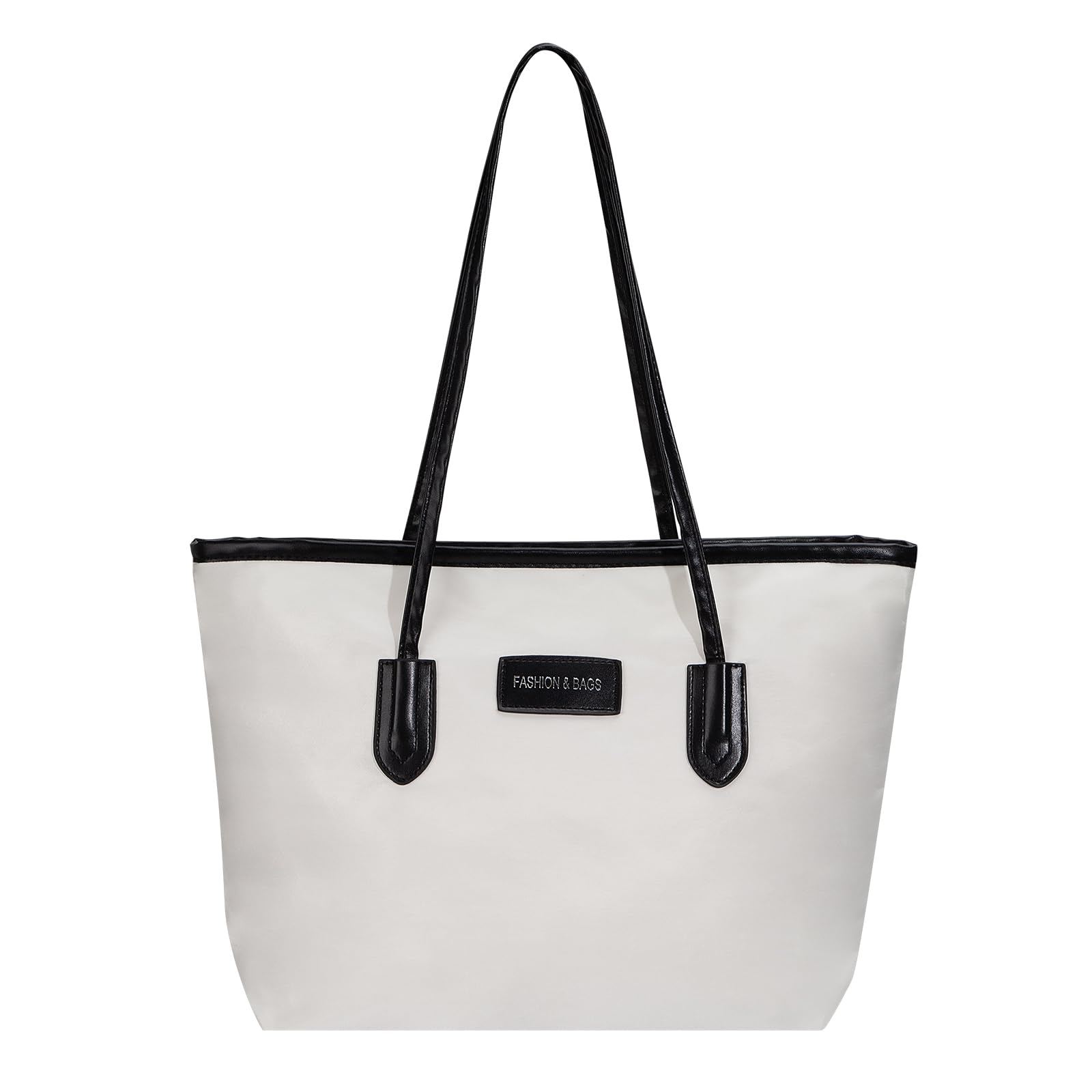 ZLLkeji Women's Large Canvas Bag, Waterproof Tote Bag, Lightweight Beach Bag, Foldable Shopper with Zip for Everyday, Office, School and Shopping