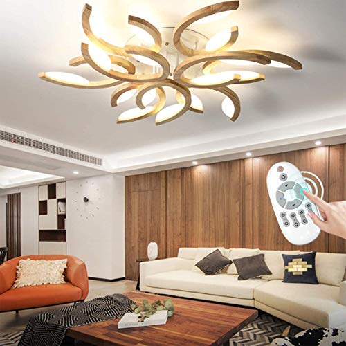 Plafond à LED en bois télécommandé pour salon et chambre