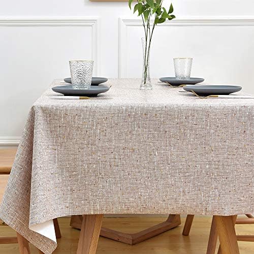 Yofori Table Cloth Wipe Clean Grey Wipeable Tablecloth PVC Waterproof Table Cover Plastic Table Protecter for Kitchen Outdoor (137x180cm, Grey)