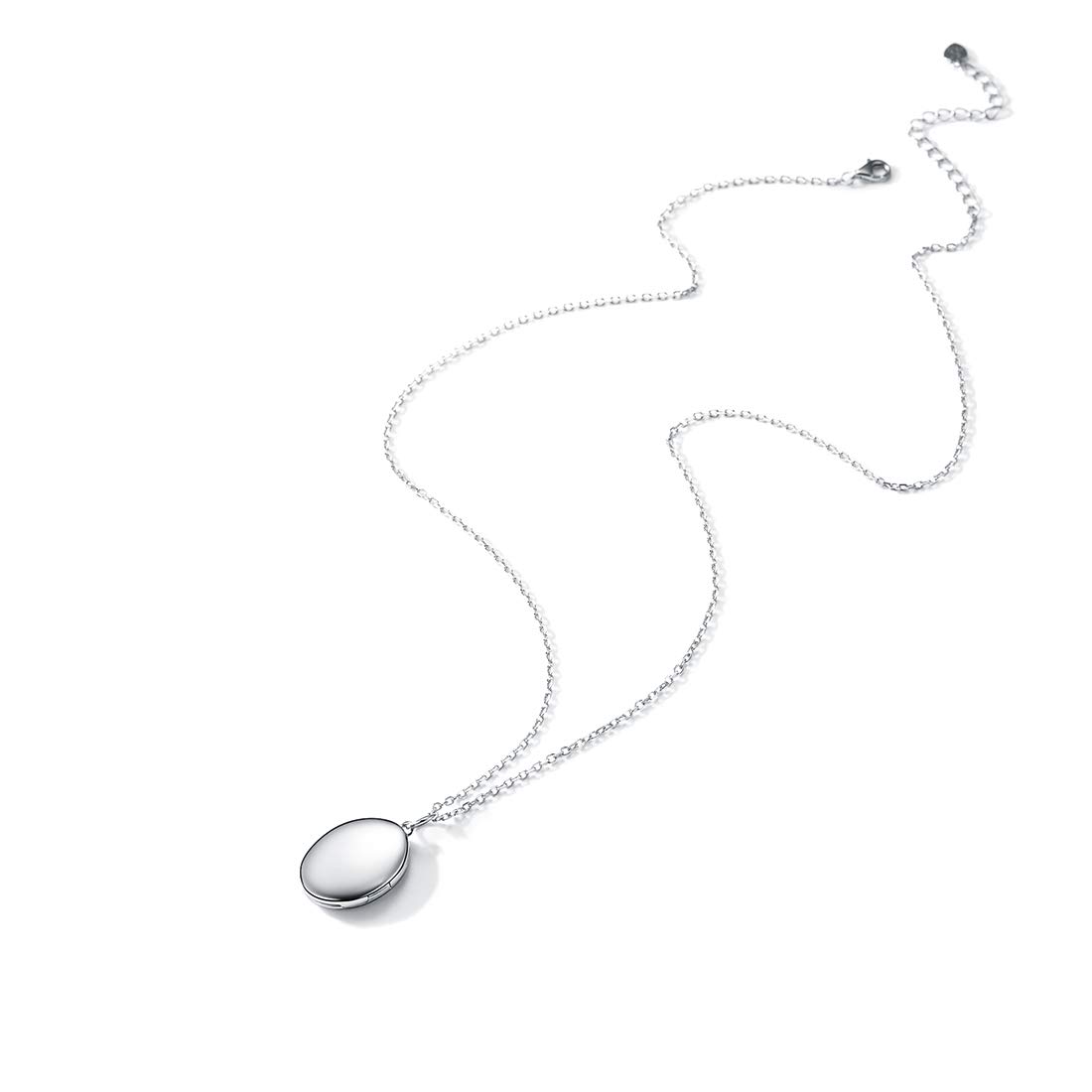 SILVERCUTE Collar con Medallón Fotos Personalizados Plata de Ley 925 para Mujeres Colgante Guardapelo Personalizable Corazón Ovalado Redondo Regalos para Mama Amiga Esposa Caja de Regalo