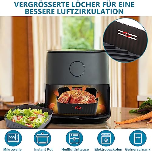 Uppgraderade 21CM Silikon Air Fryer Liners, 2st - BPA-fri & Återanvändbar