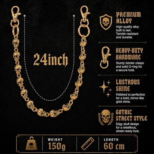 Image of Wallet Chain - Skull Chains for Pants Jeans Purse Bag, Punk Gothic Style,Suitable for Parties /Stage Performances /Everyday Wear, emo Y2K accessories