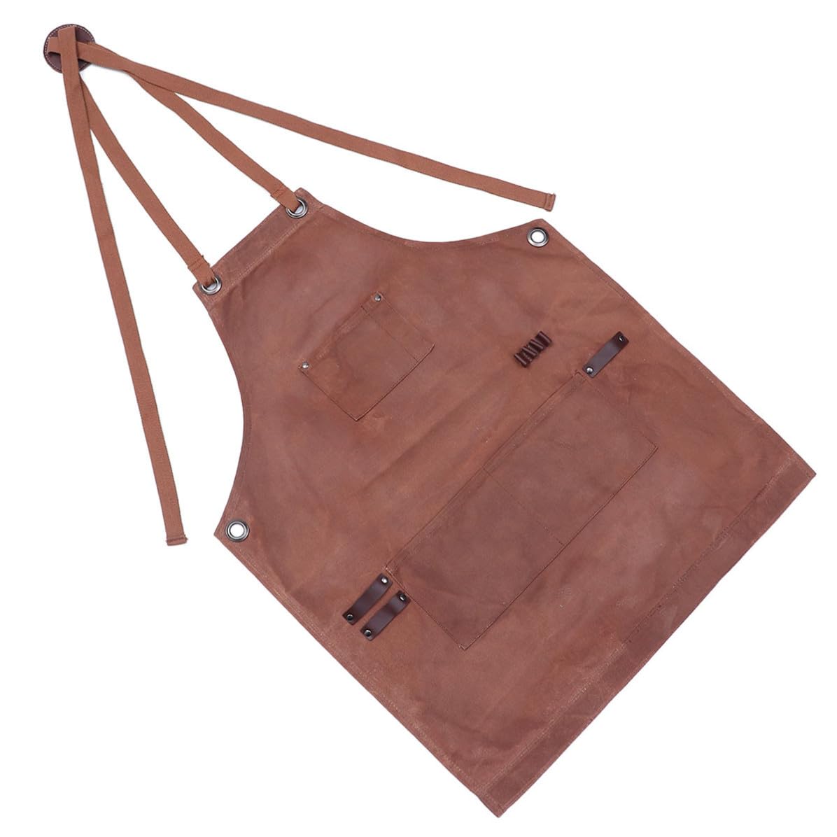 Holzbearbeitungsschürze aus Gewachstem Canvas Schürze mit Tasche Khaki Kreuzrücken Design Werkzeugtaschen für Schreiner und Mechaniker