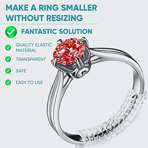 Ring Adjuster For Loose Rings 14 Pack 4 Sizes Ring Size Adjuster For Loose Rings Woman Invisible Spiral Ring Sizer Adjuster For Loose Rings Tightener Ring Size Reducer Snuggies Mandrel + Polish Cloth