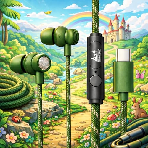 Image of GZT Blaast-C TypeC Wired Earphone with Powerful HD Mic for Clear Sound, Deep Bass Sound, HD Calling, in-Line Volume Control & Noise Cancellation Compatible with only TypeC Jacks in Mobiles- Green