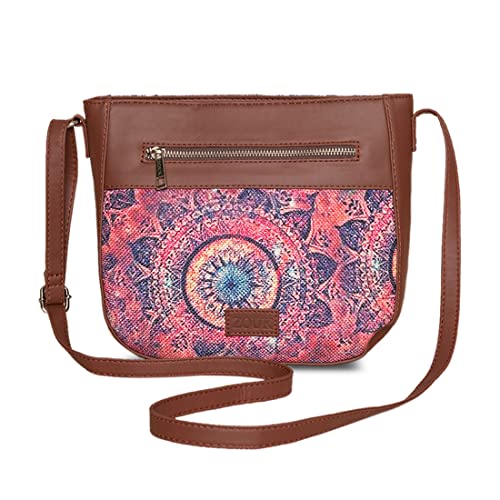 Image of ZOUK Women's Handcrafted Pink Chakra Printed U Shaped Sling Bag