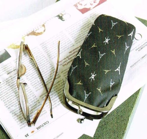 メガネケース　がま口仕様　エッフェル塔　カーキ