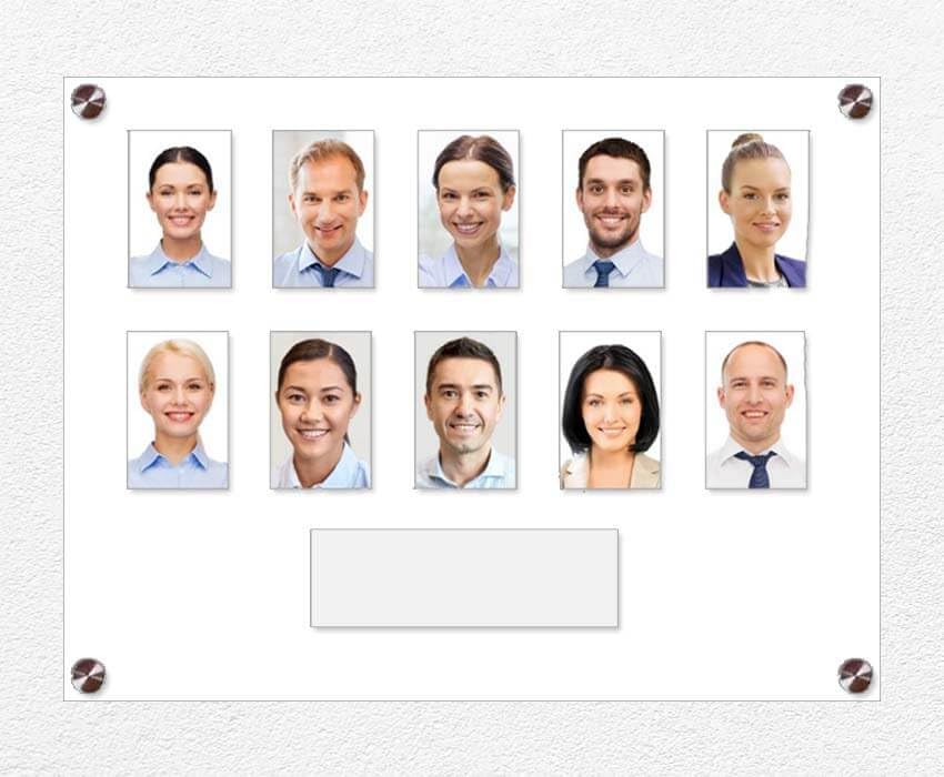 Get Acrylic Photo Frames - White 10 Pocket Image Staff, Student, Employee Display Board With Pocket Header. 308mm Height x 400mm Width (30.8cm x 40cm)
