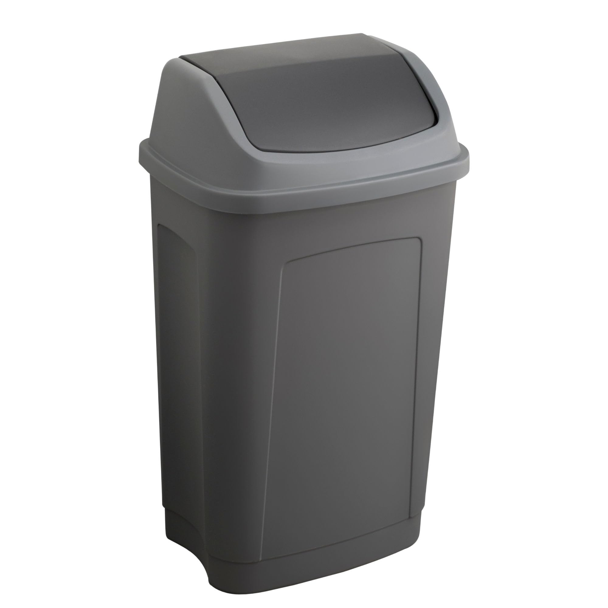 Sundis Swing, poubelle à couvercle basculant 50 L, rectangulaire, en plastique recyclé, gris et noir, pour cuisine, bureau, buan