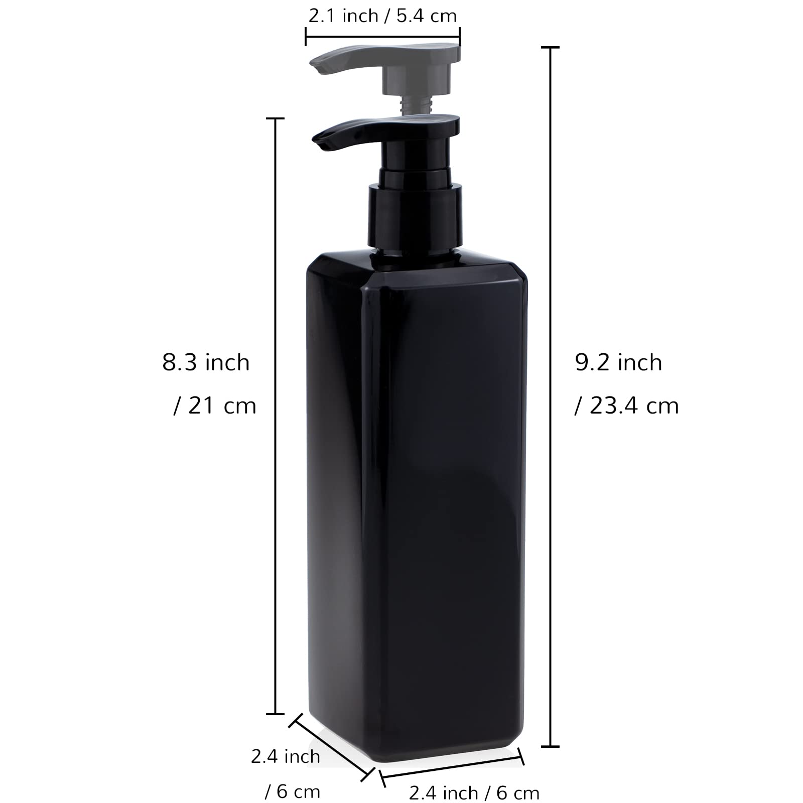BAZEITFLOW 2er Set Pumpflaschen Für Shampoo & Duschgel - Schwarz Transparent