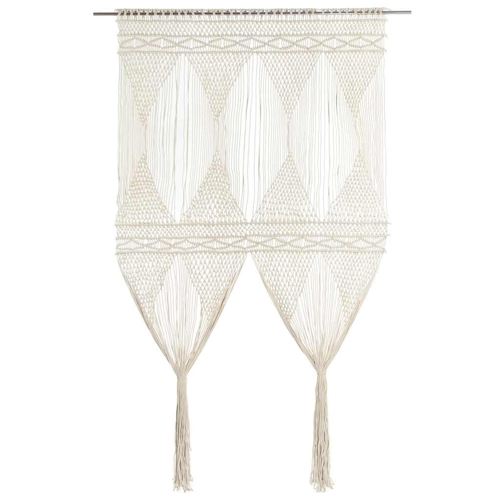 vidaXL Cortina de Macramé Persiana Translúcida Puerta Ventana Pared Colgante Separador de Ambientes Hogar Decoración Algodón 140x240 cm