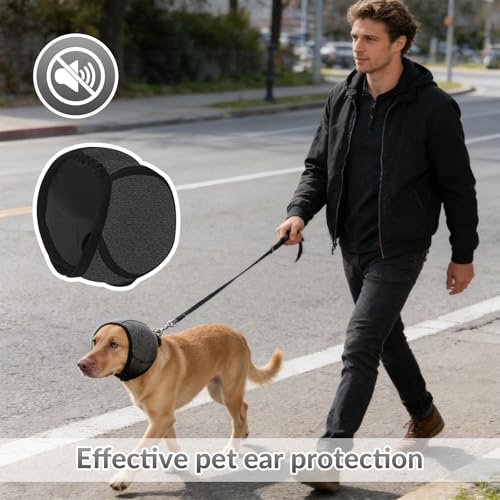 Longgaogao Hunde Ohrenschützer Mit Geräuschunterdrückung,Elastische Winterhaube,Elastischer Gehörschutz Für Hunde, Für Geräuschblockierung, Beruhigung, Winter, Baden, Trocknen(Schwarz)