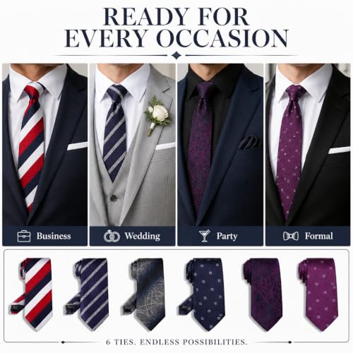 Image of WeiShang Neckties for Men, Classic Formal Tie