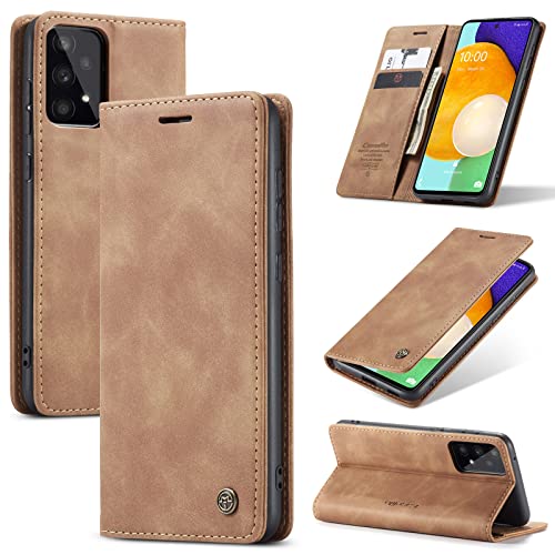 Chocoyi Kompatibel mit Samsung A53 5G Hülle Leder,Magnetverschluss Premium PU Leder Flip Case,Standfunktion.-Braun Cover