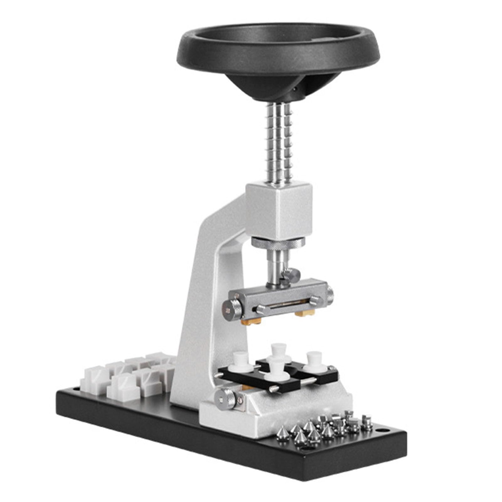Abridor de cajas de reloj de sobremesa, herramienta para extraer tapas traseras, 5 juegos de moldes, diámetro máximo de apertura de 60 mm, kit profesional de herramientas para reparación de relojes, p