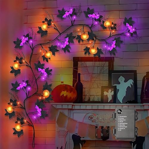 Halloween String Lights,LED Atmosphere Light,Pumpkin Bat Rattan...